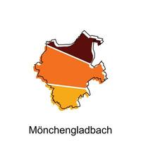 Map of Monchengladbach Colorful with outline design, World map country vector illustration template