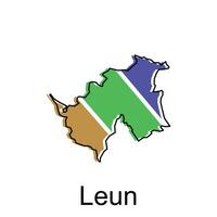 Map of Leun Colorful with outline design, World map country vector illustration template