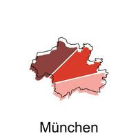 munchen ciudad mapa. vector mapa de alemán país diseño modelo con contorno gráfico vistoso estilo en blanco antecedentes