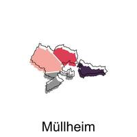 Mullheim City Map. vector map of German Country design template with outline graphic colorful style on white background