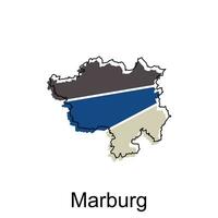 marburgo ciudad de Alemania mapa vector ilustración, vector modelo con contorno gráfico bosquejo estilo en blanco antecedentes