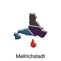 mellrichstadt ciudad de Alemania mapa vector ilustración, vector modelo con contorno gráfico bosquejo estilo en blanco antecedentes