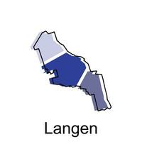 Langen City of Germany map vector illustration, vector template with outline graphic sketch style on white background