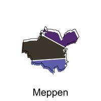 meppen ciudad de Alemania mapa vector ilustración, vector modelo con contorno gráfico bosquejo estilo en blanco antecedentes