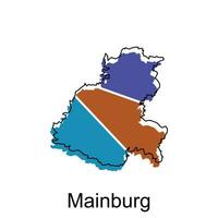 Mainburg ciudad de Alemania mapa vector ilustración, vector modelo con contorno gráfico bosquejo estilo en blanco antecedentes