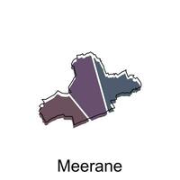 Meerane City of Germany map vector illustration, vector template with outline graphic sketch style on white background