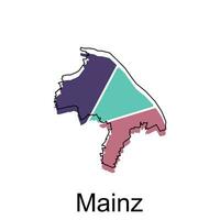 Mainz City of Germany map vector illustration, vector template with outline graphic sketch style on white background