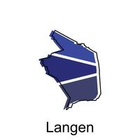 Langen City of Germany map vector illustration, vector template with outline graphic sketch style on white background