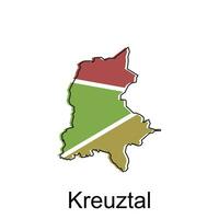 map of Kreuztal vector design template, national borders and important cities illustration