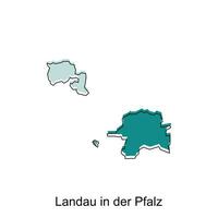 Landau In Der Pfalz world map vector design template, graphic style isolated on white background, suitable for your company