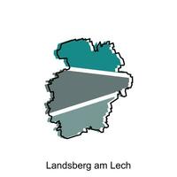 map of Landsberg Am Lech vector design template, national borders and important cities illustration