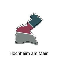 map of Hoccheim Am Main vector design template, national borders and important cities illustration