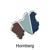 map of Hornberg vector design template, national borders and important cities illustration