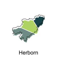 map of Herborn vector design template, national borders and important cities illustration