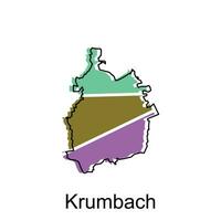 map of Krumbach vector design template, national borders and important cities illustration