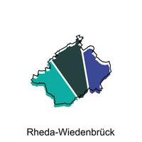 mapa ciudad de rheda Wiedenbruck ilustración diseño modelo en blanco fondo, adecuado para tu empresa vector