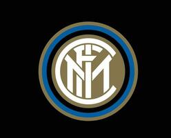 Inter Milan Club Symbol Logo Serie A Football Calcio Italy Abstract Design Vector Illustration With Black Background