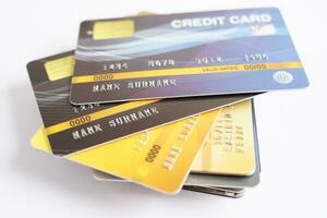 Credit card for online shopping, security finance business concept. photo