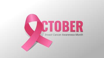octubre pecho cáncer conciencia mes bandera sencillo limpiar rosado cinta en blanco antecedentes ilustración vector
