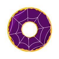 donut cobweb halloween sweet round icon element vector