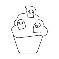 cupcake sweet halloween coffins line icon element vector