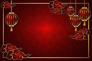 chinese new year lantern festival red gold text space area pattern template background design vector