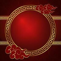 chinese frame red and gold circle window for your text space area chinese new year style oriental seamless pattern template vector