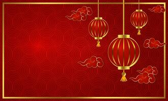 china new year lantern festival chinese oriental background red gold text space area template design vector