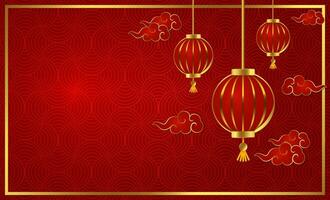 china new year lantern festival chinese oriental background red gold text space area template design vector