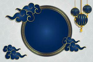 chinese new year lantern festival oriental style circle frame ornament background text space area template design vector