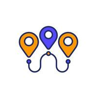 Path or route icon with outline vector