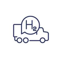 hydrogen truck line icon, hydrogen-powered vehicle vector