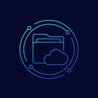 cloud folder icon, linear design vector