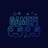 GameFi icon, blockchain games line vector design