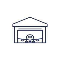 hangar with airplane line icon vector