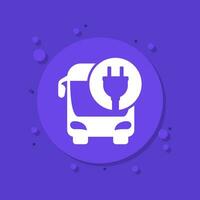 electric bus vector icon with a plug