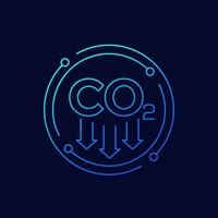 carbon dioxide emissions, reduce co2 emission icon, linear design vector