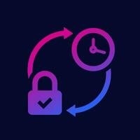 lock and time icon for web vector