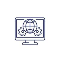 network, connection settings line icon on white vector