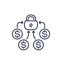 locked funds, money line icon vector