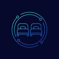 twin beds icon, linear vector