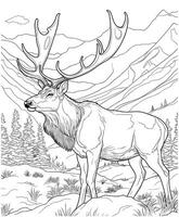 elk hunting coloring pages vector