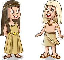 Illustration of a Little Girl and a Girl in Egyptian Clothes vector