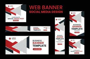 Web Banner Layout Set, Social Media Cover ads banner template, Business banner web template bundle design, flyer, invitation card vector