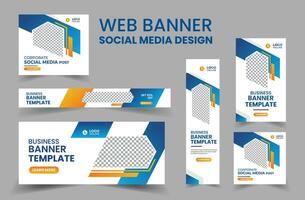 Web Banner Layout Set, Social Media Cover ads banner template, Business banner web template bundle design, flyer, invitation card vector