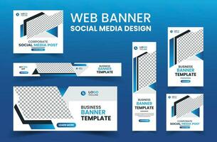 Web Banner Layout Set, Social Media Cover ads banner template, Business banner web template bundle design, flyer, invitation card vector