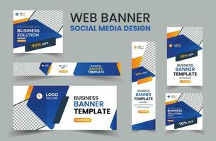 Web Banner Layout Set, Social Media Cover ads banner template, Business banner web template bundle design, flyer, invitation card vector