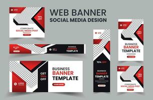 Web Banner Layout Set, Social Media Cover ads banner template, Business banner web template bundle design, flyer, invitation card vector