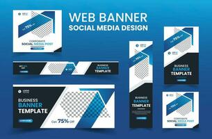 Web Banner Layout Set, Social Media Cover ads banner template, Business banner web template bundle design, flyer, invitation card vector