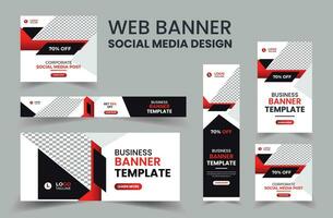 Web Banner Layout Set, Social Media Cover ads banner template, Business banner web template bundle design, flyer, invitation card vector